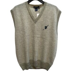 Vintage Nautica 100% Wool Sweater Vest NWT XLT Hong Kong Thorn Golf Logo 90s
